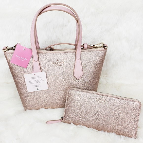 kate spade rose gold purse set